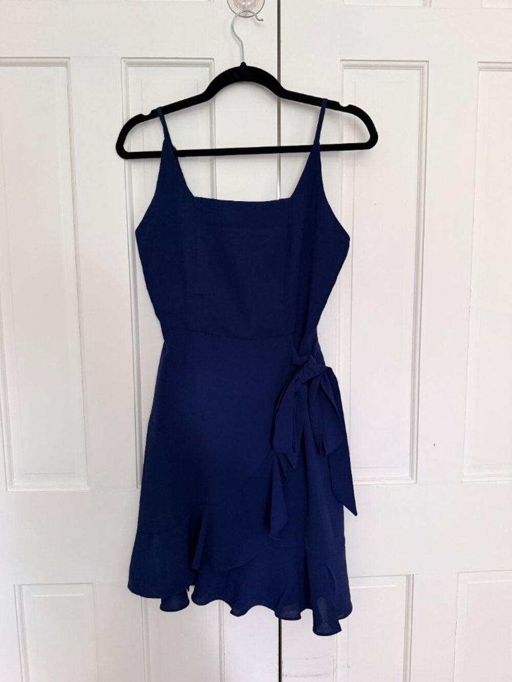 Navy Ruffle Wrap-Style Mini Dress — Size S - Picture 8 of 13
